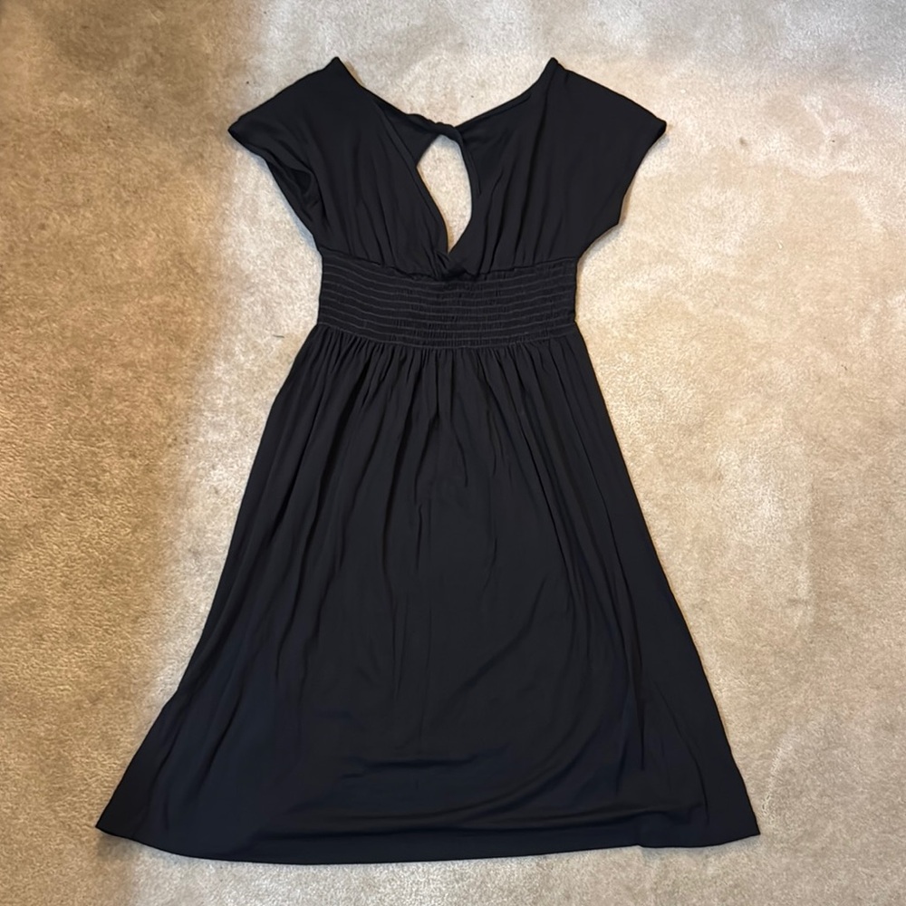 Julie's Closet Black Ruched V-Neck A-Line Coverup